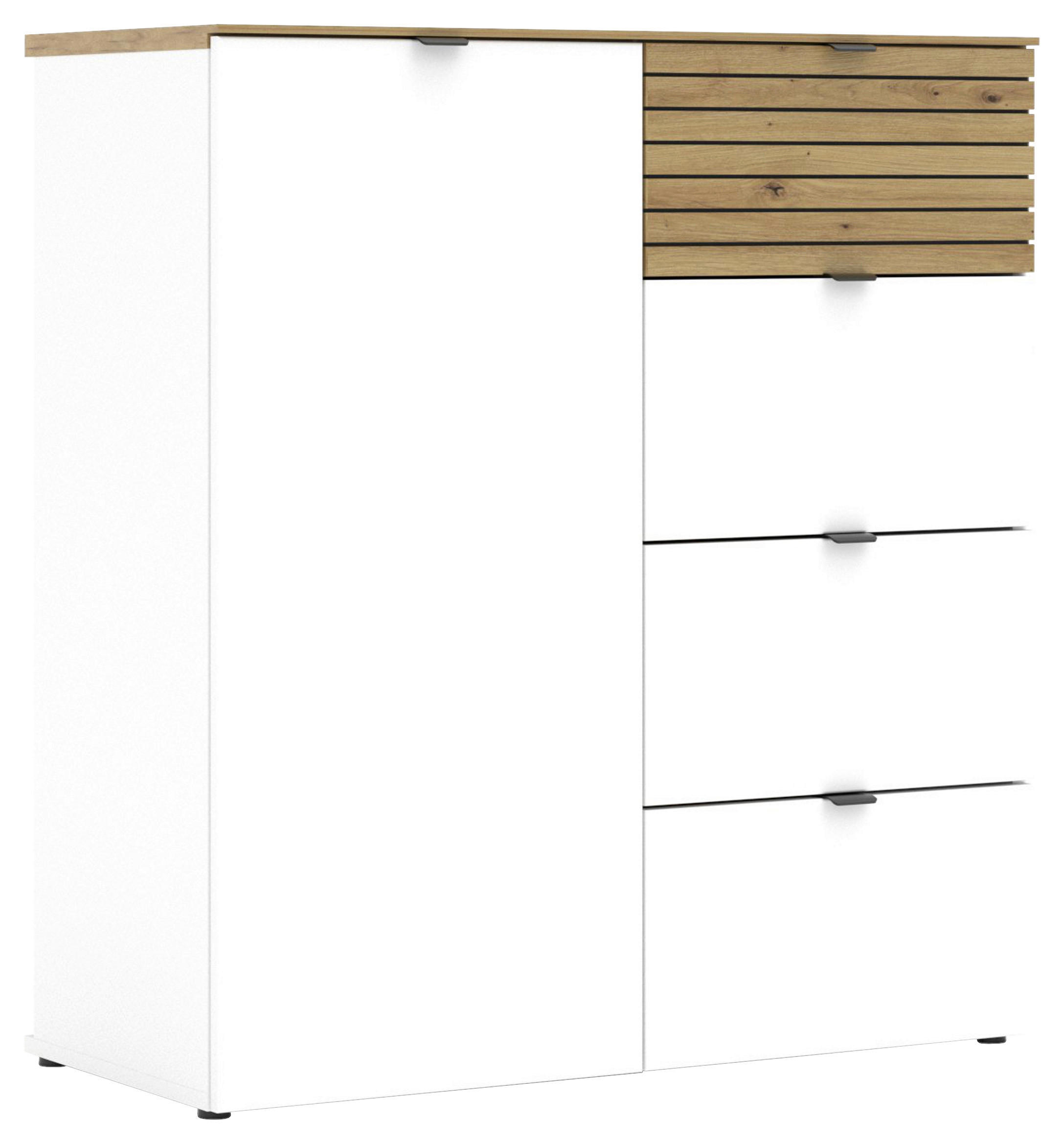 KOMODA, bela, hrast artisan  - črna/bela, Moderno, kovina/leseni material (90/99/41cm) - Voleo