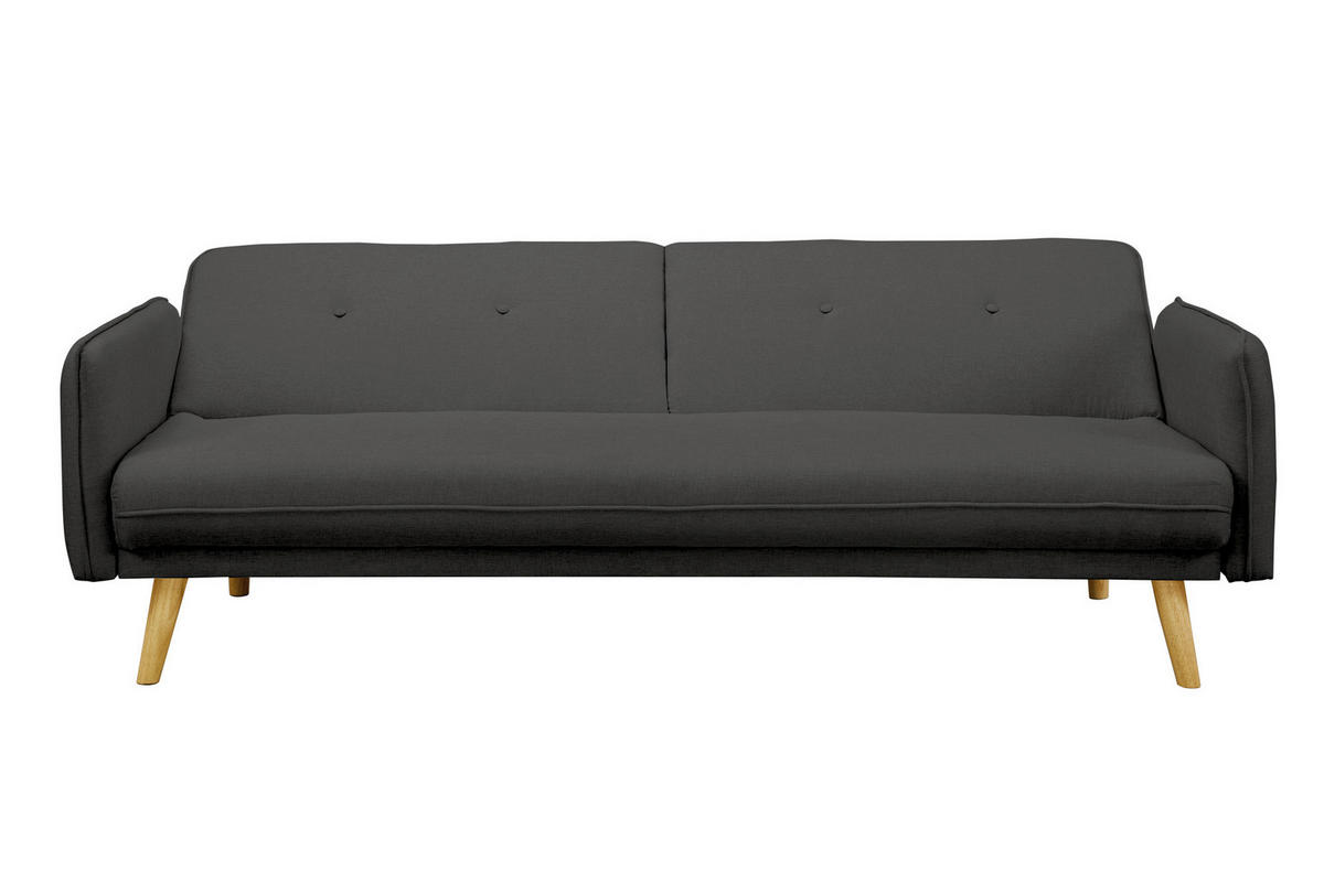 3-SITZER-SOFA in Struktur Dunkelgrau  - Dunkelgrau/Naturfarben, MODERN, Holz/Textil (188/80/85cm) - Livetastic