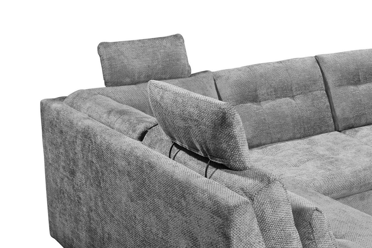 WOHNLANDSCHAFT RONDA Grau Webstoff  - Schwarz/Grau, Basics, Kunststoff/Textil (218/324/170cm) - Livetastic