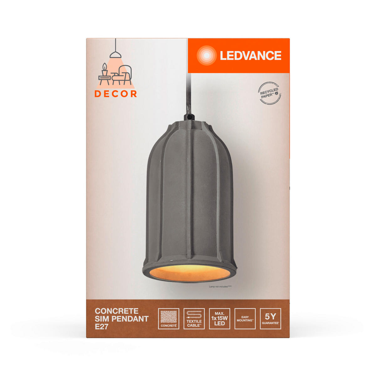 PENDELLEUCHTE 11,5/123,5 cm   - Dunkelgrau, Natur, Stein/Metall (11,5/123,5cm) - Ledvance