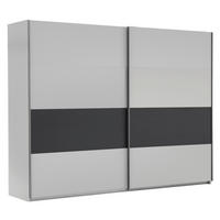 SCHWEBETÜRENSCHRANK  in Graphitfarben, Weiß  - Eichefarben/Silberfarben, Design, Holzwerkstoff/Metall (270/210/65cm) - Carryhome