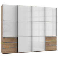 SCHWEBETÜRENSCHRANK in Weiss, Eichefarben  - Chromfarben/Weiss, Modern, Holzwerkstoff (300/236/65cm) - MID.YOU