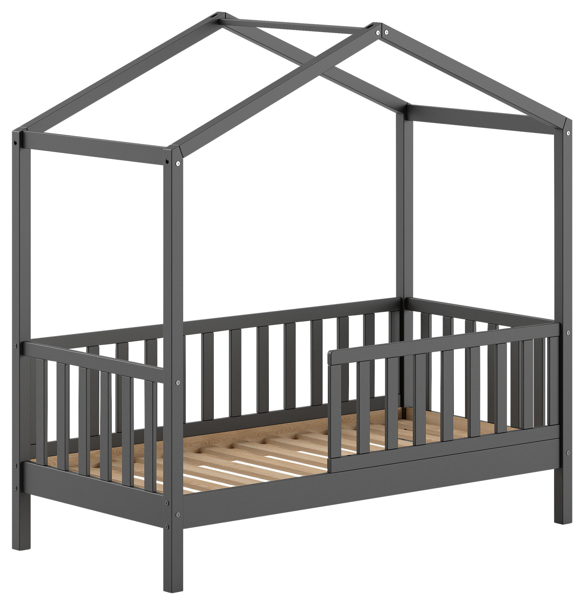 HAUSBETT Rollrost 70/140 cm  - Anthrazit, MODERN, Holz (70/140cm) - MID.YOU
