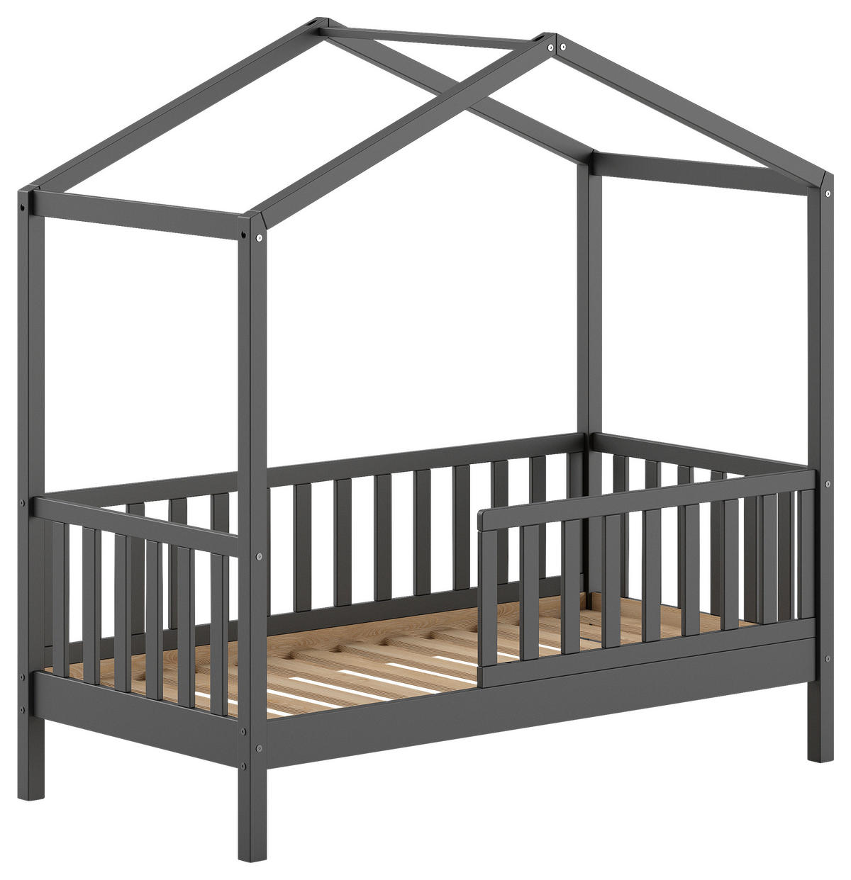 HAUSBETT Rollrost 70/140 cm  - Anthrazit, MODERN, Holz (70/140cm) - MID.YOU