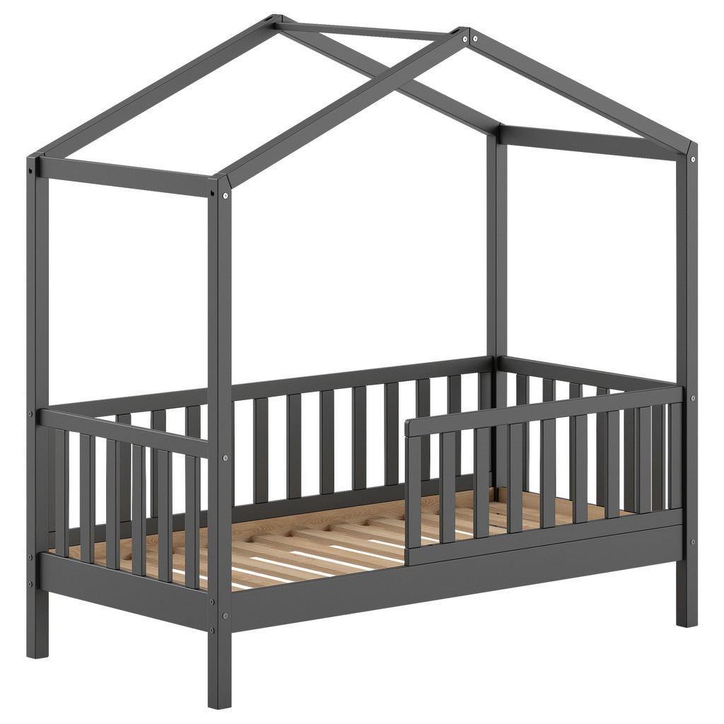 Thumbnail - Vipack Hausbett, Anthrazit, Holz, Kiefer, massiv, 70x140 cm, nicht verstellbar, Kinder- & Jugendzimmer, Kindermöbel, Kin...