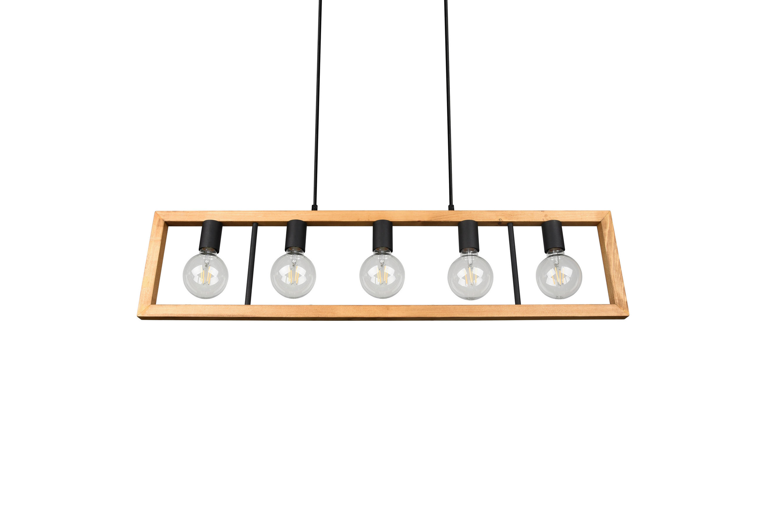 PENDELLEUCHTE  100/150/8,5 cm   - Schwarz/Braun, Natur, Holz/Metall (100/150/8,5cm) - Trio Leuchten