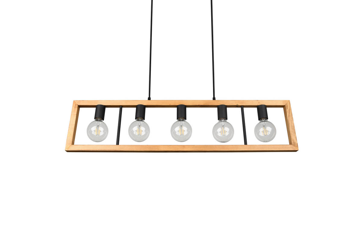 PENDELLEUCHTE  100/150/8,5 cm   - Schwarz/Braun, Natur, Holz/Metall (100/150/8,5cm) - Trio Leuchten
