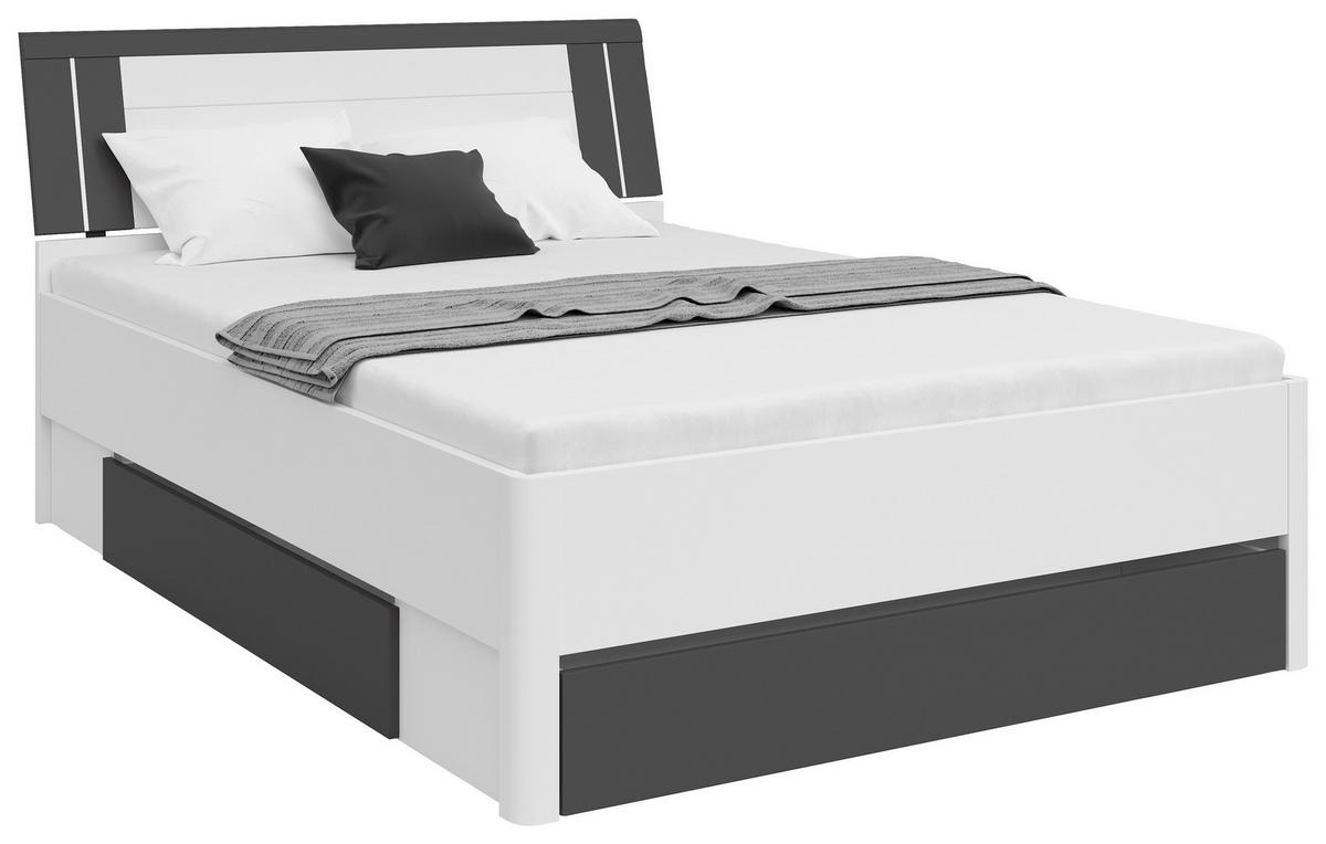 STAURAUMBETT 140/200 cm  in Graphitfarben, Weiß  - Graphitfarben/Weiß, KONVENTIONELL, Holzwerkstoff (140/200cm)