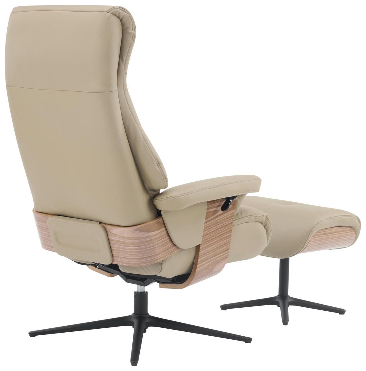 RELAXSESSELSET in Holz, Textil, Leder Taupe  - Taupe/Schwarz, Design, Leder/Holz (78/111/81cm) - Livetastic
