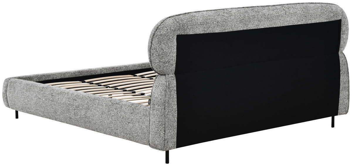 POLSTERBETT 180/200 cm,  in Eichefarben, gepolstertes Kopfteil, Lattenrost,  - Eichefarben/Schwarz, Design, Holz/Textil (180/200cm) - Boxxx