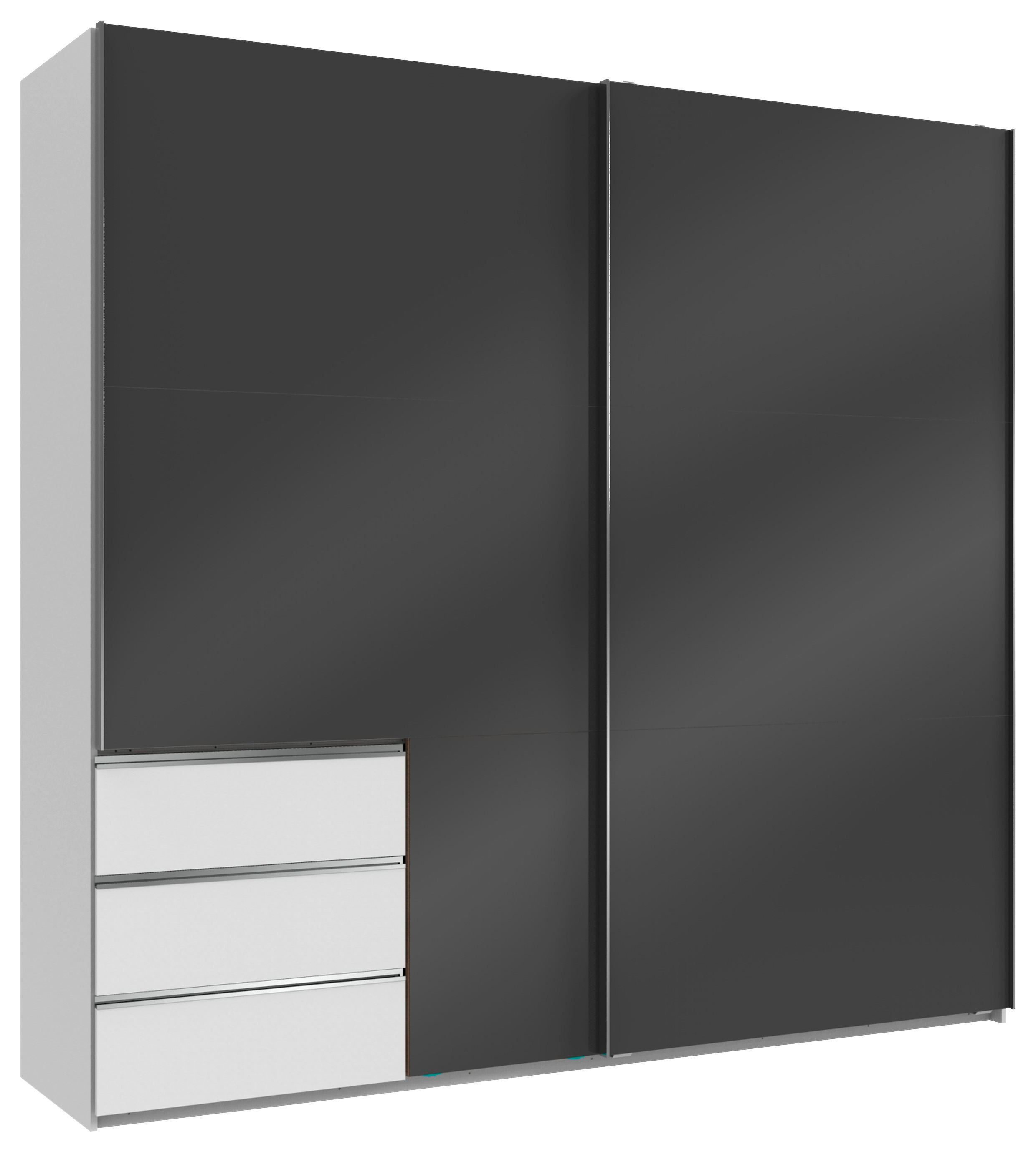 SCHWEBETÜRENSCHRANK 2-türig Grau, Weiß  - Chromfarben/Weiß, MODERN (250/236/65cm) - MID.YOU