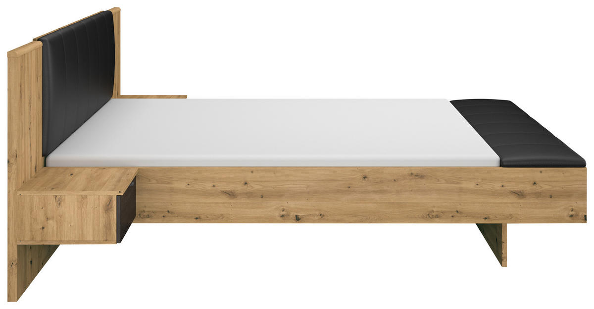 SÄNGSYSTEM 180/200 cm  i svart, ek Artisan   - svart/ek Artisan, Modern, trämaterial/textil (180/200cm) - Rauch Möbel