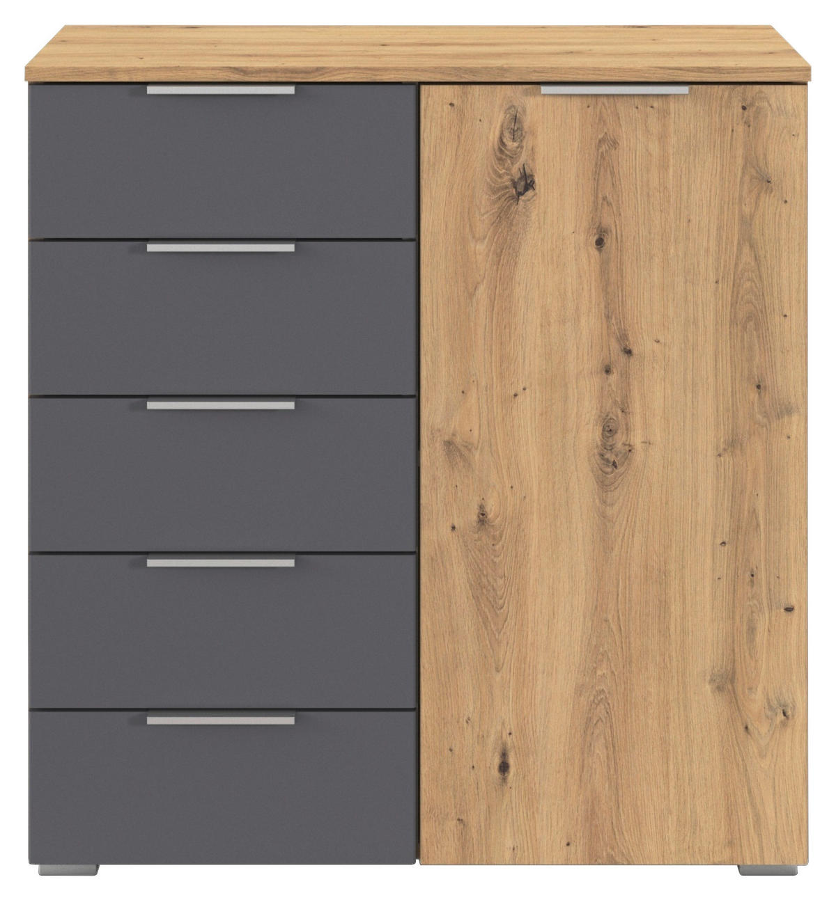 KOMMODE  in 80/84/40 cm  - Dunkelgrau/Silberfarben, MODERN, Holzwerkstoff/Metall (80/84/40cm) - Rauch Möbel