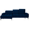 ECKSOFA in Samt, Webstoff Blau  - Blau/Schwarz, Design, Textil/Metall (177/270cm) - Welnova