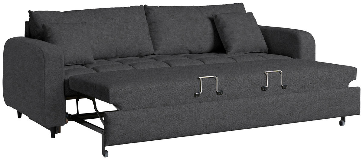 SCHLAFSOFA Webstoff Anthrazit Stoffauswahl, Bettfunktion erhältlich, Rücken echt, Armteil links, Armteil rechts  - Anthrazit/Schwarz, Design, Holz/Textil (236/88/101cm) - Lomoco