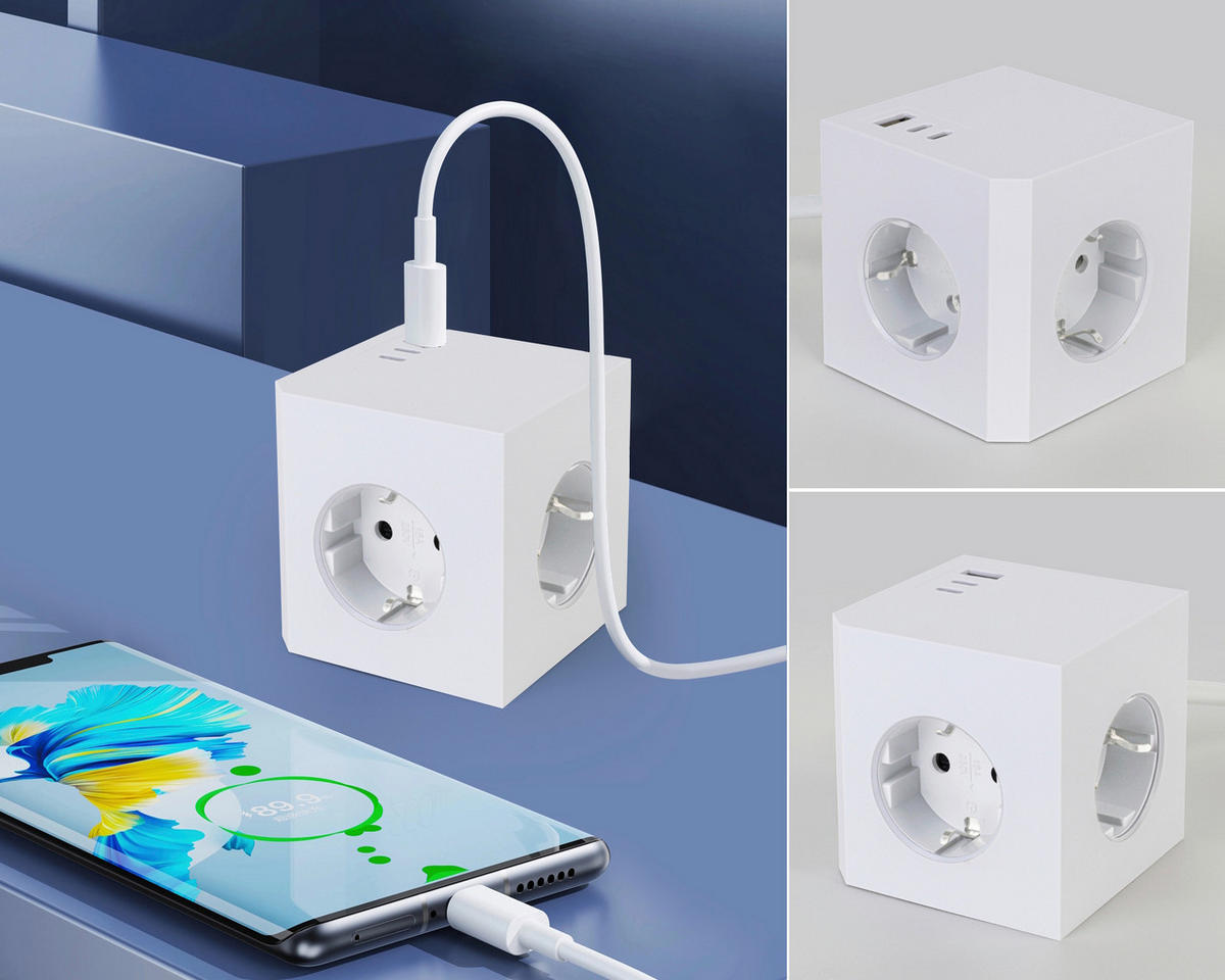 PREDLŽOVACÍ PRÍVOD – KOCKA   - biela, Basics, plast (7,5/7,5/7,5cm) - Mican