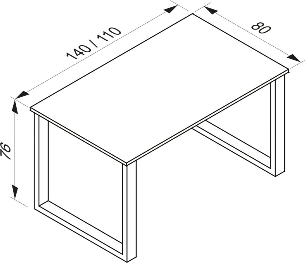 SCHREIBTISCH 140/80/76 cm  in Weiß, Sonoma Eiche  - Weiß/Sonoma Eiche, MODERN, Holzwerkstoff/Metall (140/80/76cm) - MID.YOU