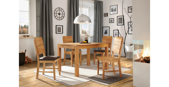 STUHL  in Lederlook Holz, Textil  - Eichefarben/Braun, KONVENTIONELL, Holz/Textil (43/94,5/50cm) - Linea Natura