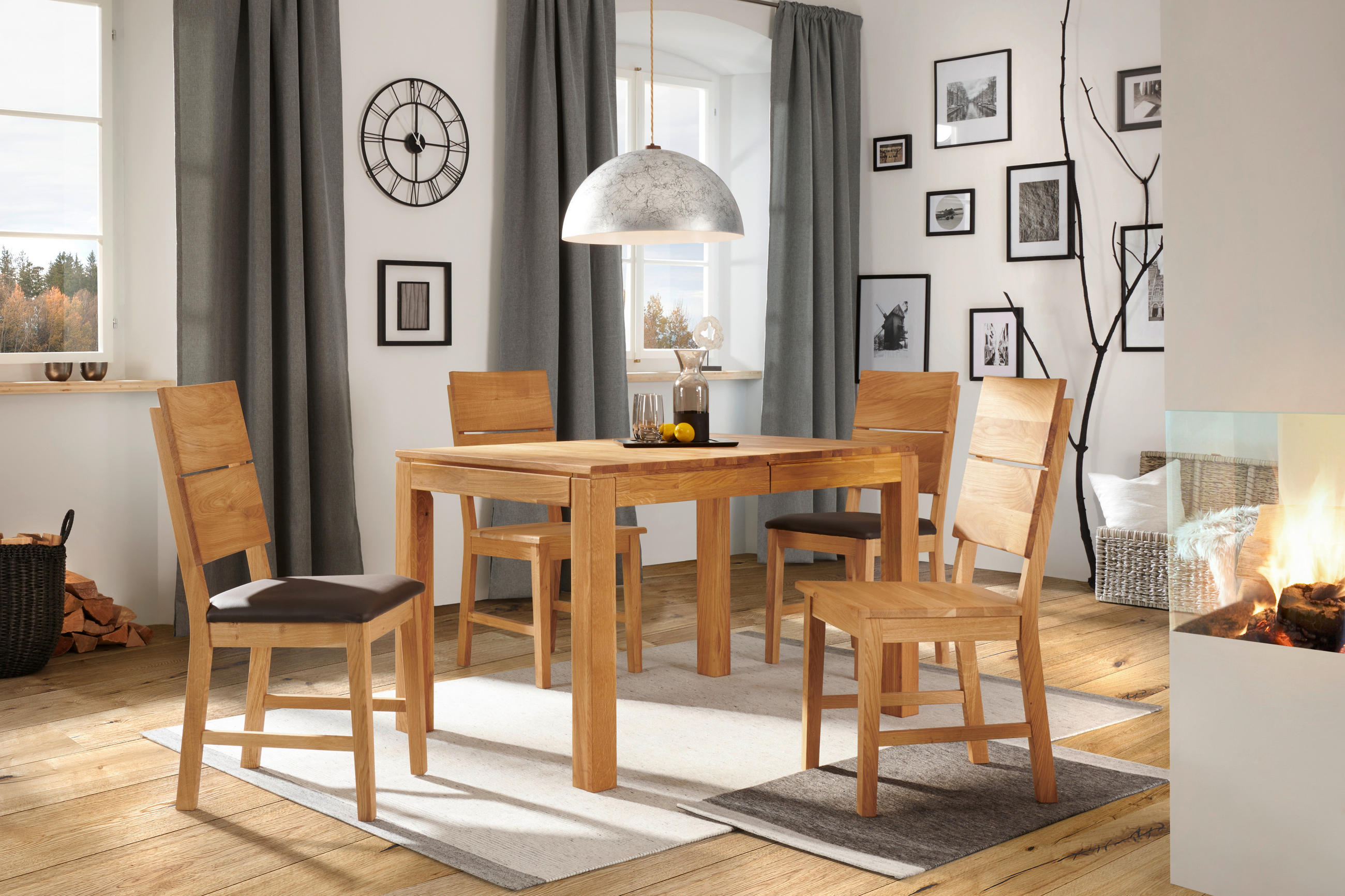 SCAUN in lemn, textil maro, culoare lemn stejar  - maro/culoare lemn stejar, Konventionell, lemn/textil (43/94,5/50cm) - Linea Natura