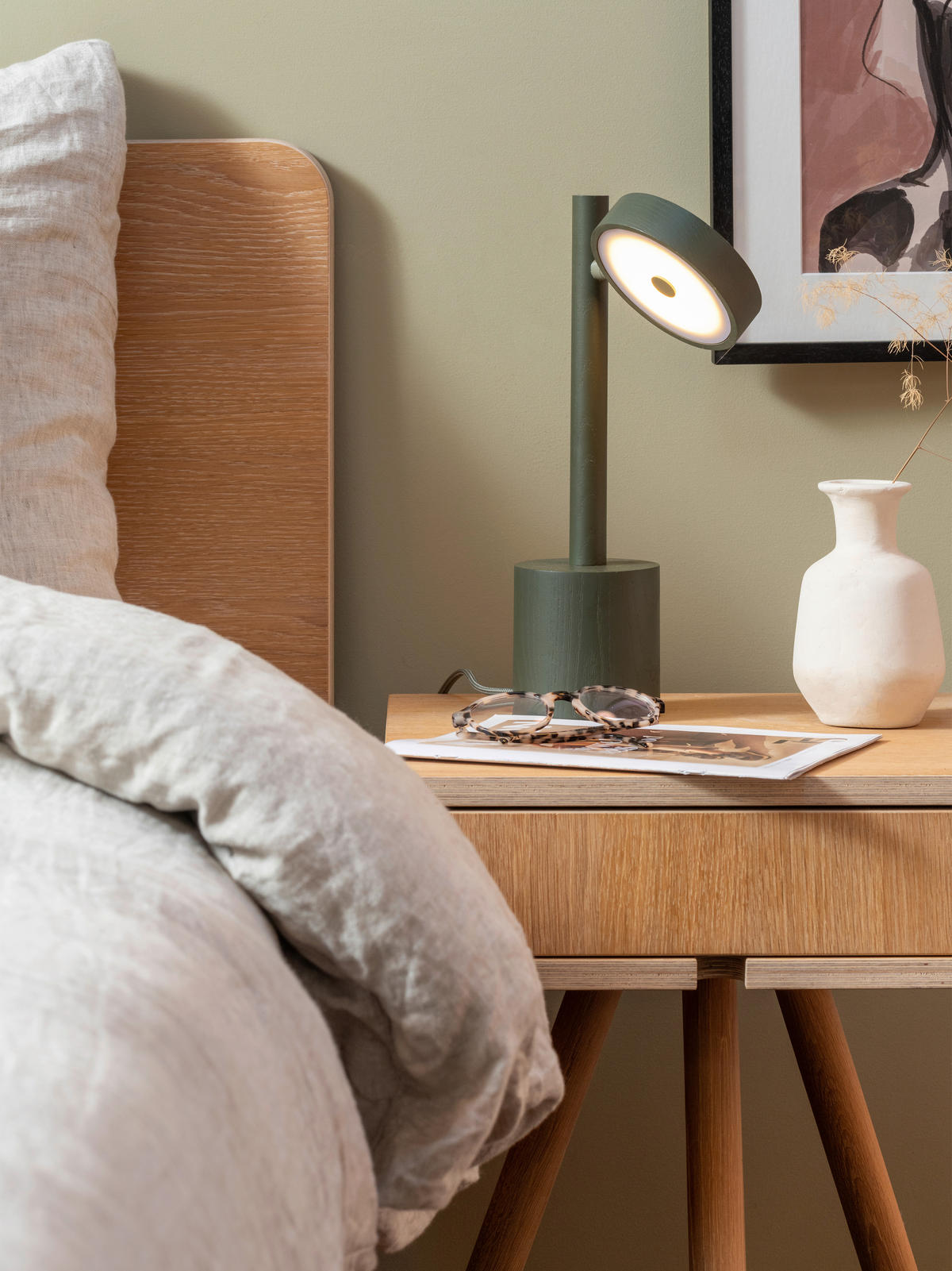 TISCHLEUCHTE Good & Mojo 21/21/35 cm  - Dunkelgrün/Weiß, Trend, Holz (21/21/35cm) - Good & Mojo