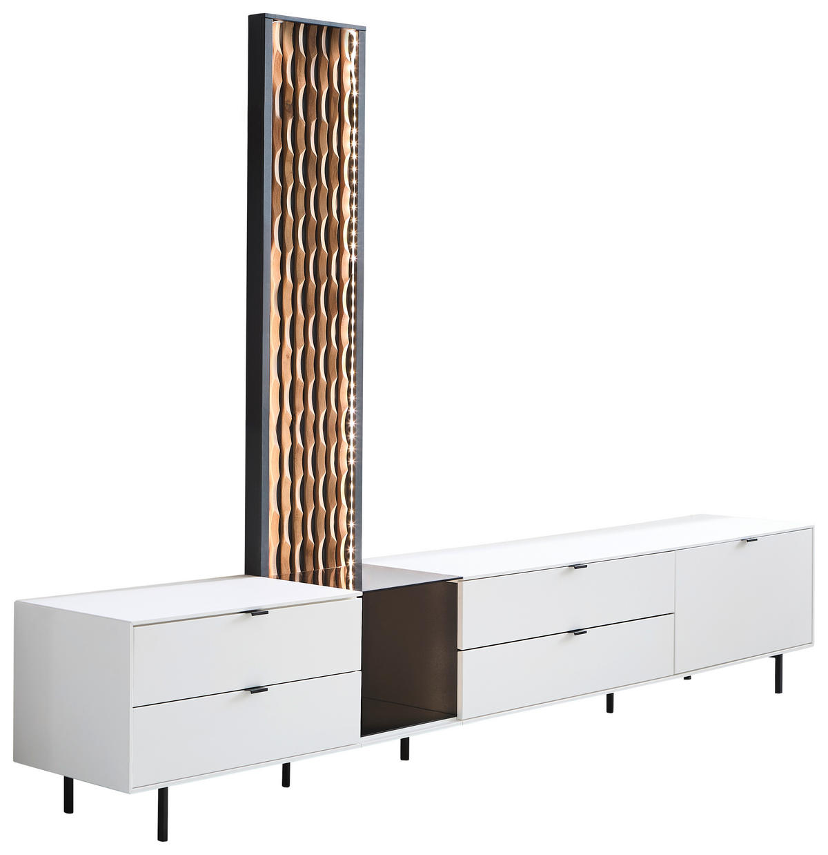 LOWBOARD  in 267,5/191,5/42 cm  - Eichefarben/Schwarz, Design, Holz/Holzwerkstoff (267,5/191,5/42cm) - Moderano