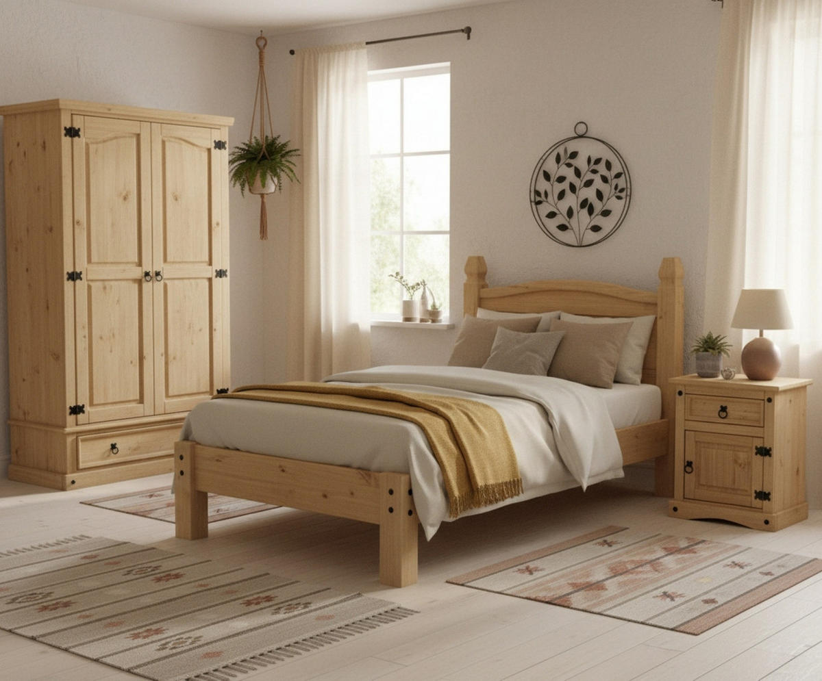 SÄNGBORD i massiv furu honung  - honung/svart, Natur, trä (53/67/38cm) - Livetastic