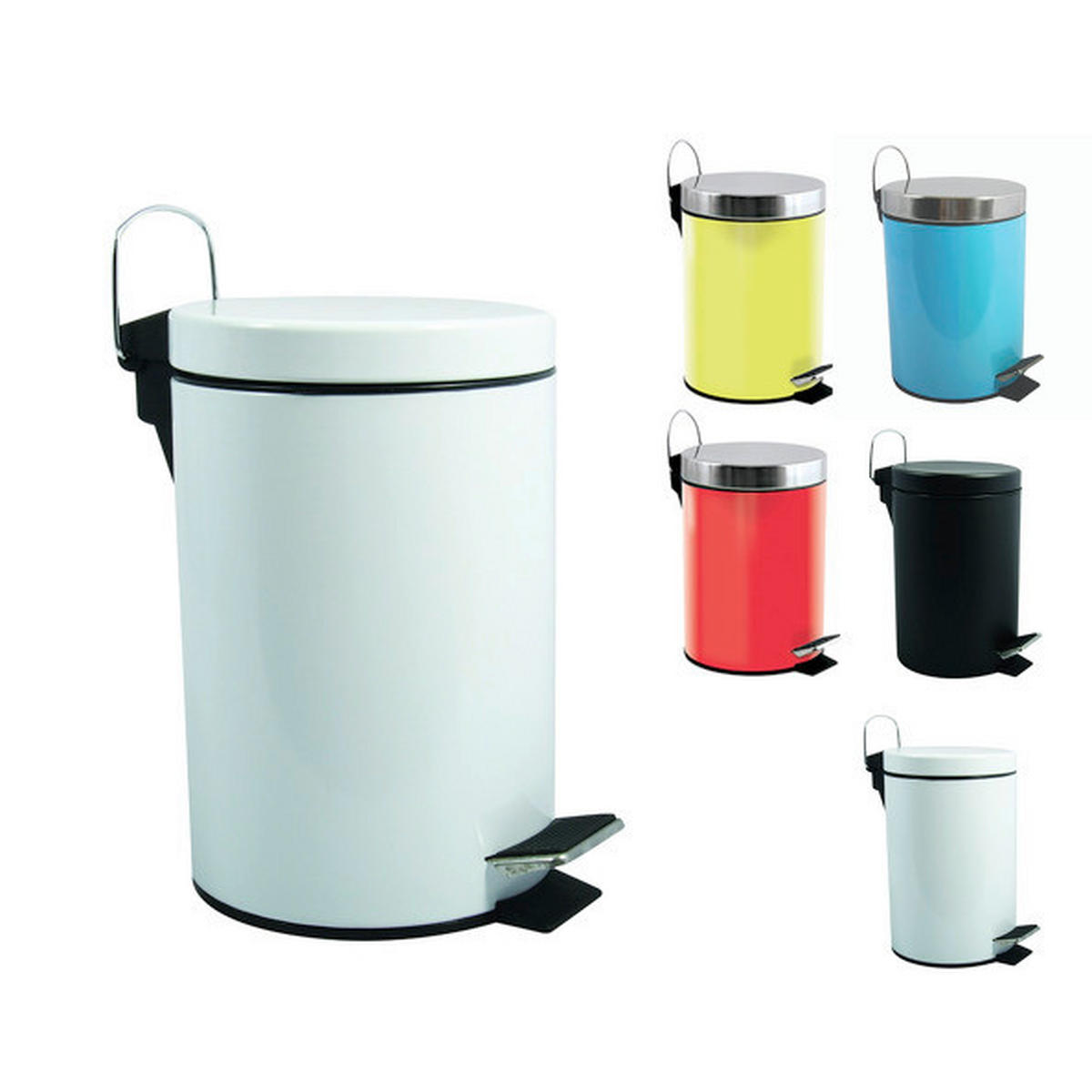 Treteimer Unis 3L Weiß Metall   - Weiss/Schwarz, Basics, Kunststoff/Metall (17/25cm)