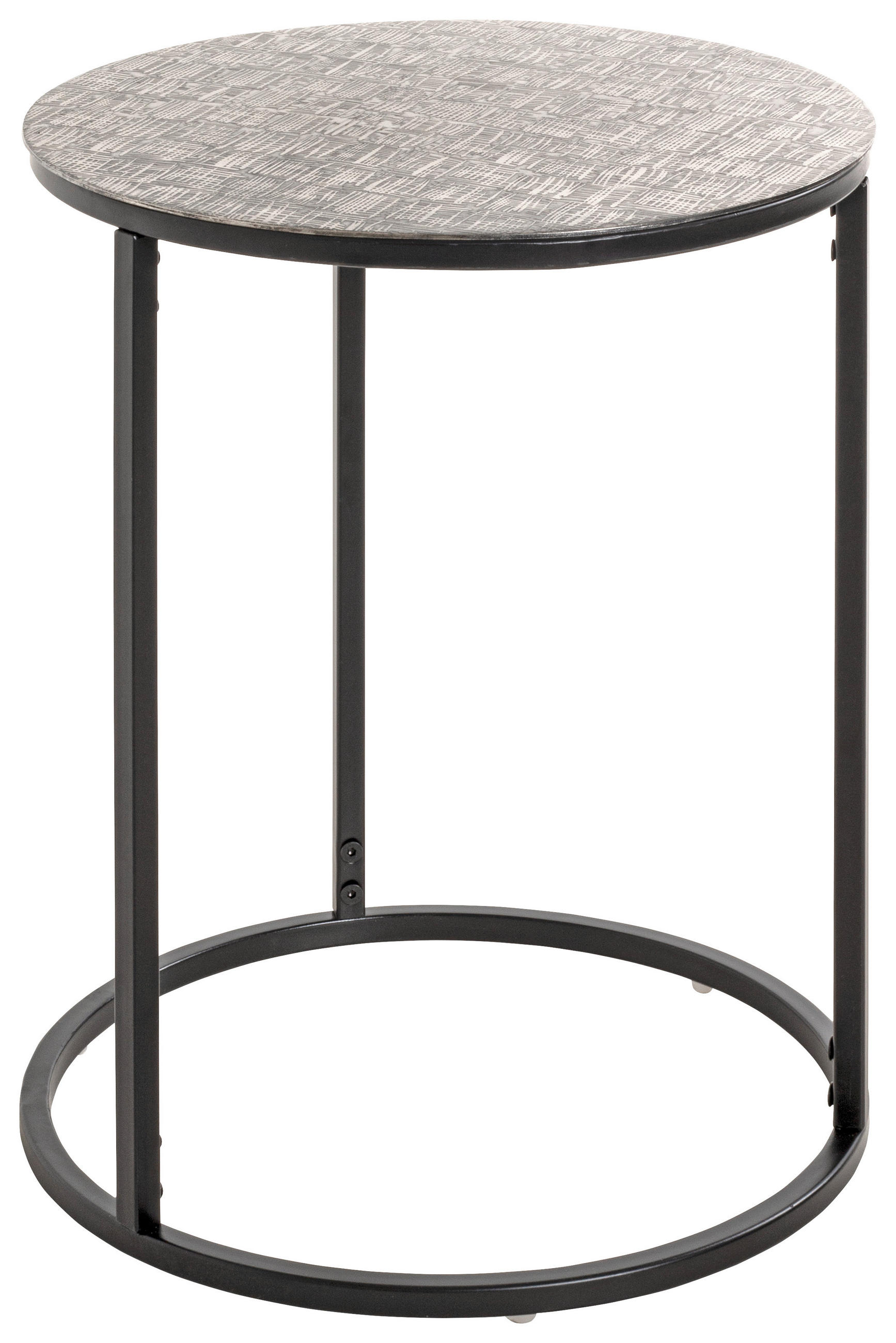 BEISTELLTISCH 41/41/52 cm Schwarz, Silberfarben rund  - Silberfarben/Schwarz, MODERN, Metall (41/41/52cm)