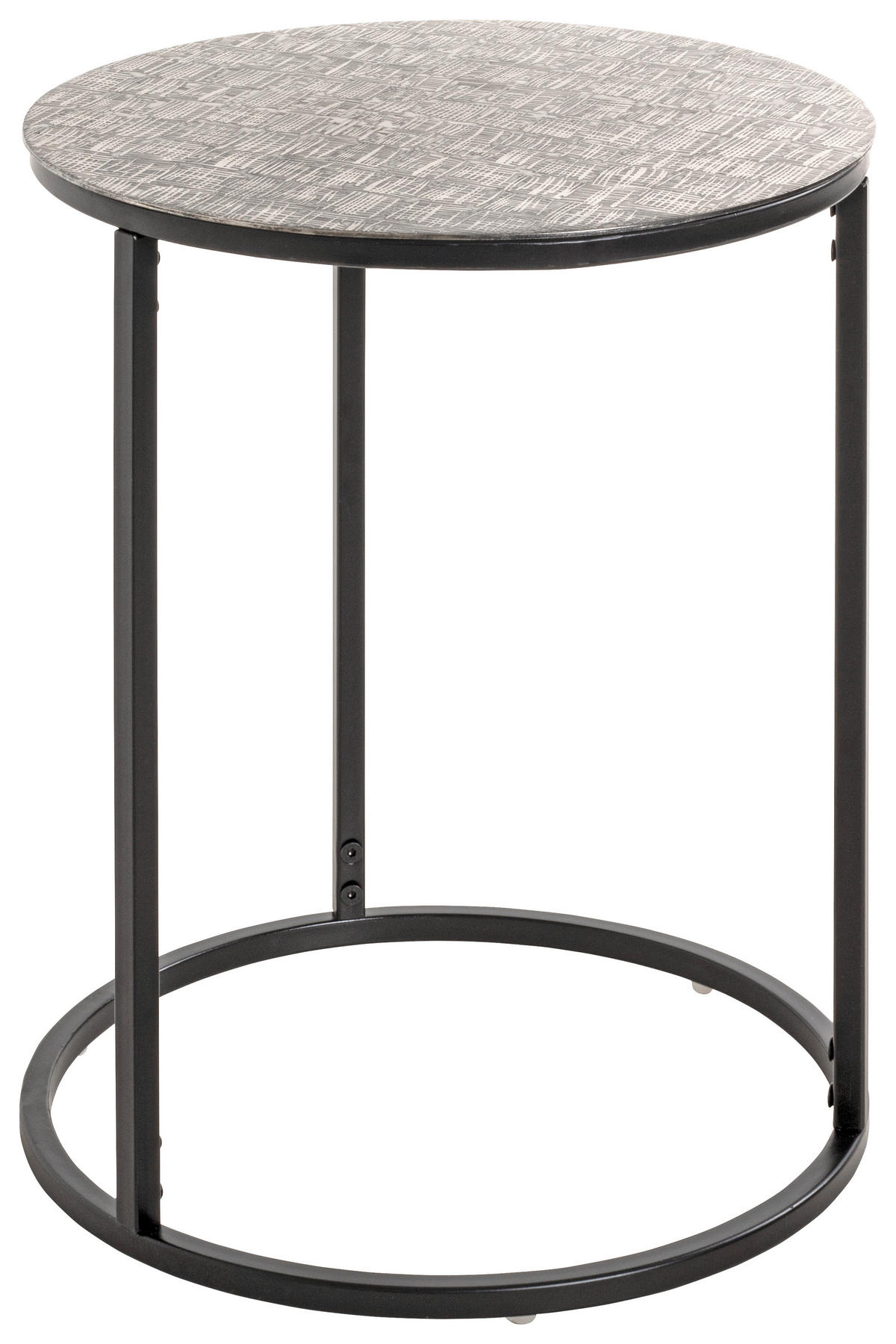 BEISTELLTISCH 41/41/52 cm Schwarz, Silberfarben rund  - Silberfarben/Schwarz, MODERN, Metall (41/41/52cm)