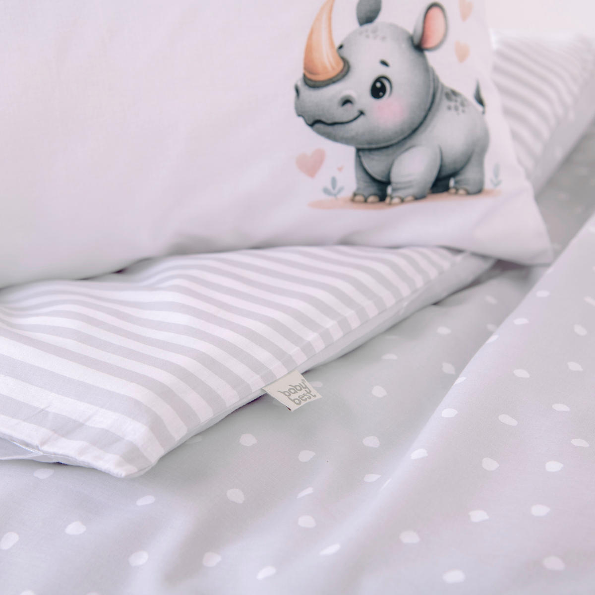 BABYBETTWÄSCHE Renforcé 100/135 cm  - Hellgrau/Weiß, Basics, Textil (100/135cm) - baby best
