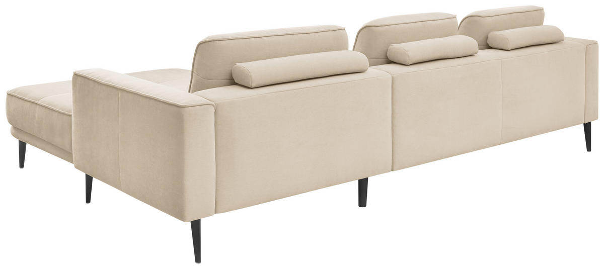 ECKSOFA Naturfarben Flachgewebe  - Schwarz/Naturfarben, KONVENTIONELL, Textil/Metall (279/193cm) - SetOne by Musterring