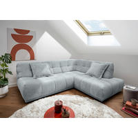 ECKSOFA ITALIA Hellblau Chenille  - Schwarz/Hellblau, MODERN, Kunststoff/Textil (254/203cm) - Livetastic