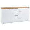 SIDEBOARD 180/89/43 cm  in Weiß, Eichefarben  - Eichefarben/Alufarben, Design, Holzwerkstoff/Kunststoff (180/89/43cm) - Xora