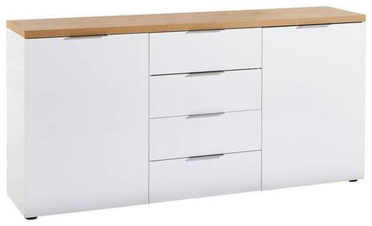 KOMODA   180/89/43 cm   bijela, boje hrasta  - bijela/boje hrasta, Design, drvni materijal/metal (180/89/43cm) - Voleo