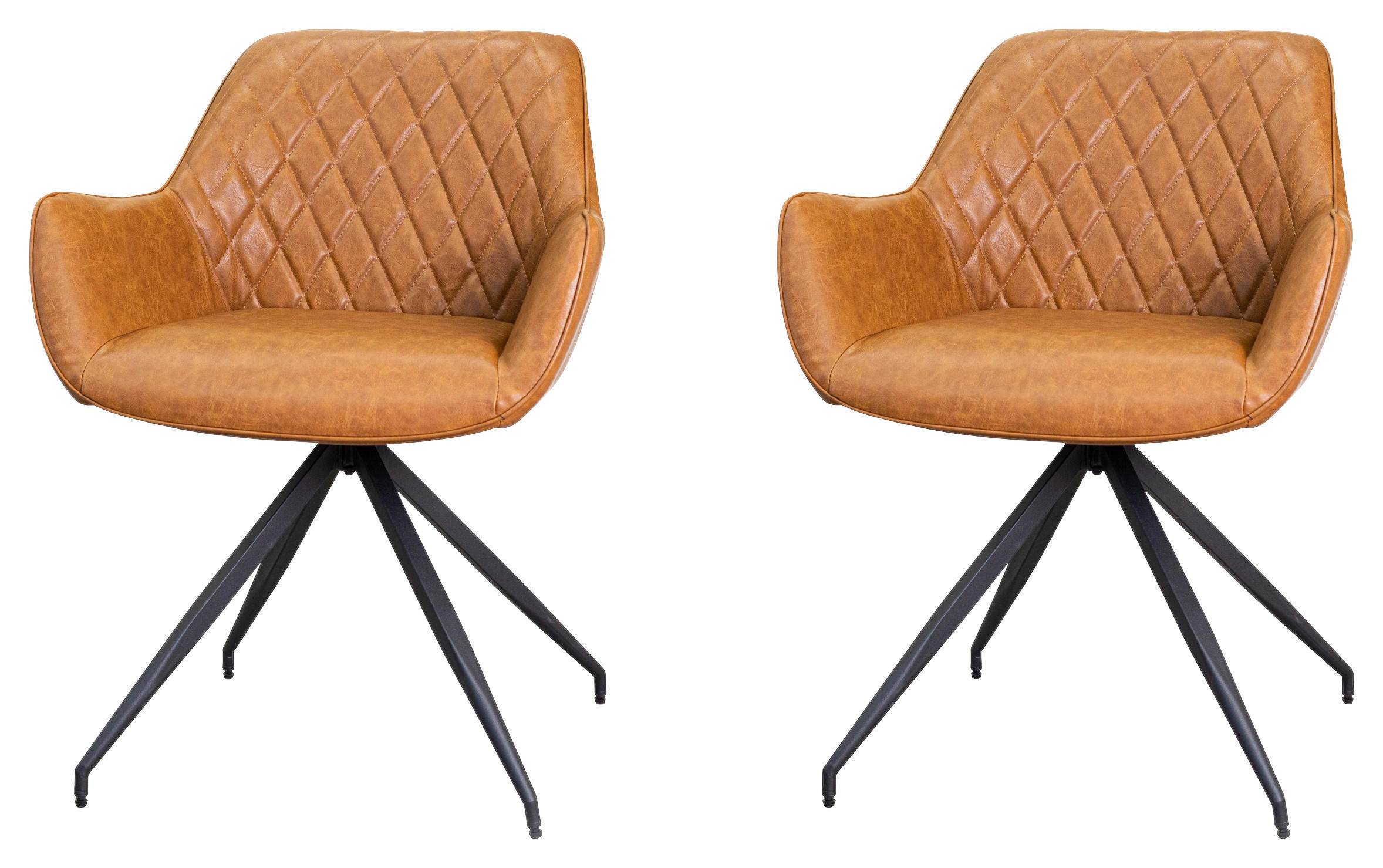 ARMLEHNSTUHL-SET 2 Stück  in Lederlook  - Cognac, KONVENTIONELL, Textil/Metall (62/82/61cm) - MID.YOU