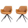 ARMLEHNSTUHL-SET 2 Stück  in Lederlook  - Cognac, KONVENTIONELL, Textil/Metall (62/82/61cm) - MID.YOU