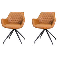 ARMLEHNSTUHL-SET 2 Stück  in Lederlook  - Cognac, KONVENTIONELL, Textil/Metall (62/82/61cm) - MID.YOU