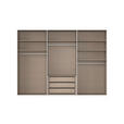 SCHWEBETÜRENSCHRANK 301/223/68 cm 3-türig Weiß, Weiß Hochglanz  - Weiß Hochglanz/Alufarben, Basics, Glas/Holzwerkstoff (301/223/68cm) - Novel
