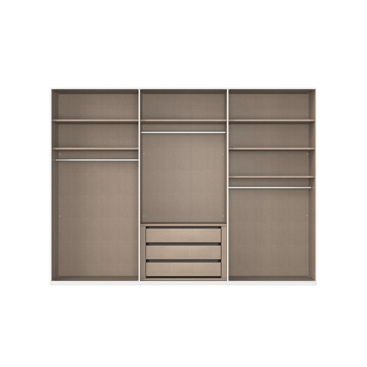 SCHWEBETÜRENSCHRANK 271/223/68 cm 3-türig Weiß  - Alufarben/Weiß, Basics, Holzwerkstoff/Metall (271/223/68cm) - Novel