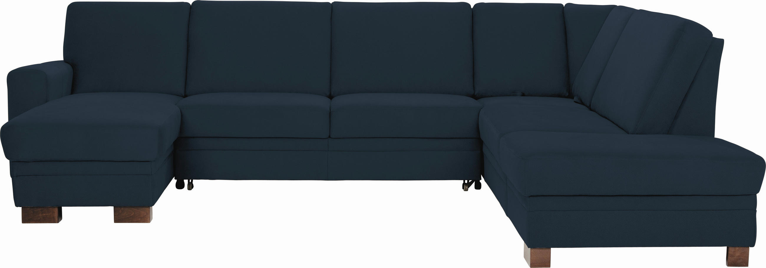 WOHNLANDSCHAFT Dunkelblau Flachgewebe  - Braun/Dunkelblau, Design, Holz/Textil (163/319/241cm) - Beldomo System