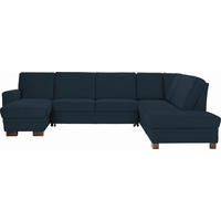 WOHNLANDSCHAFT Dunkelblau Flachgewebe  - Braun/Dunkelblau, Design, Holz/Textil (163/319/241cm) - Beldomo System