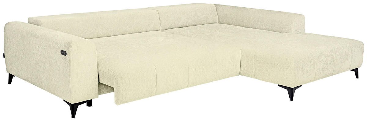 HÖRNSOFFA i chenille cremefärgad  - svart/cremefärgad, Klassisk, textil/plast (279/222cm) - MID.YOU