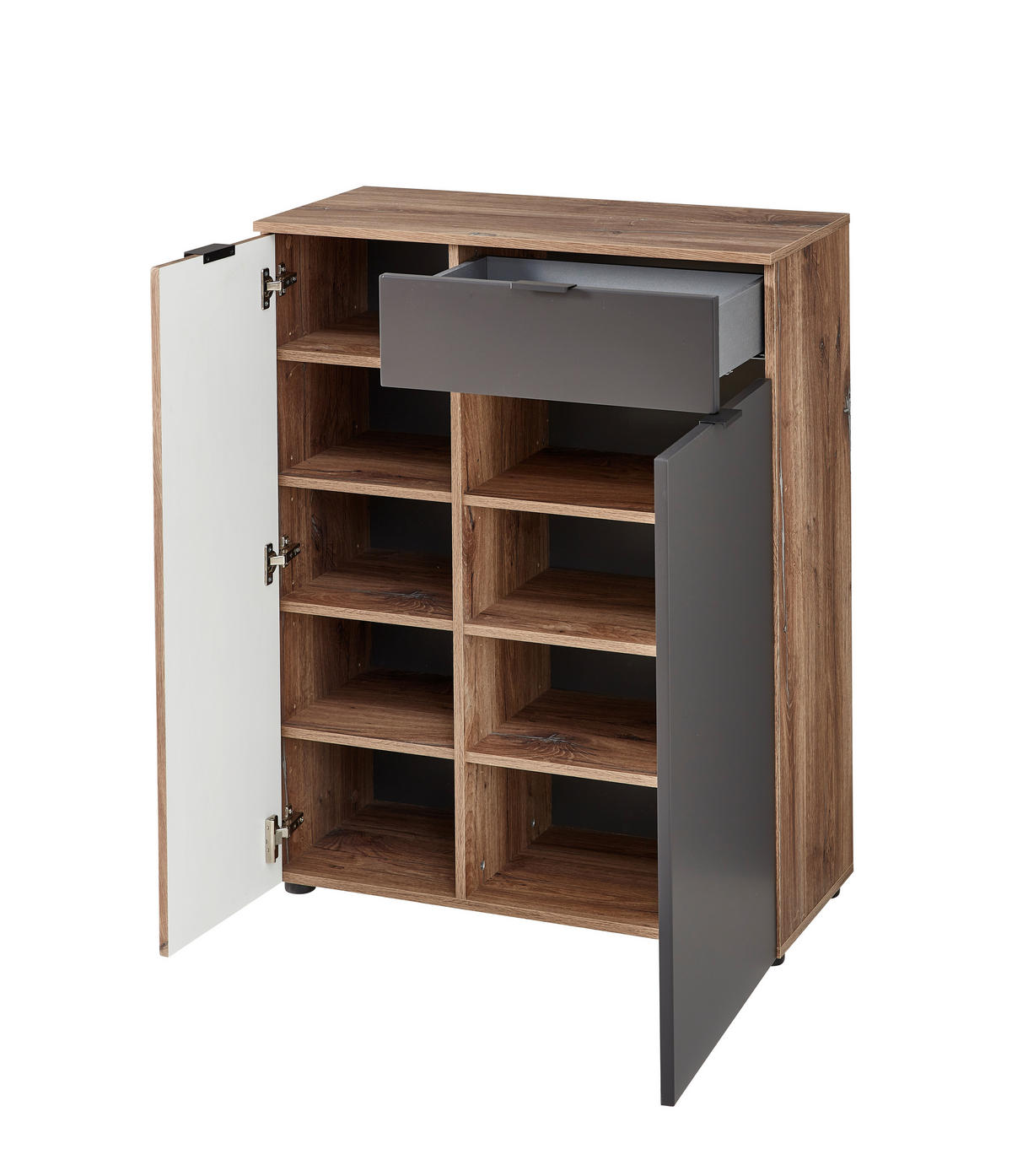 OMARA ZA ČEVLJE siva, barve hrasta - srebrne barve/siva, Moderno, kovina/umetna masa (82/103/38cm) - MID.YOU