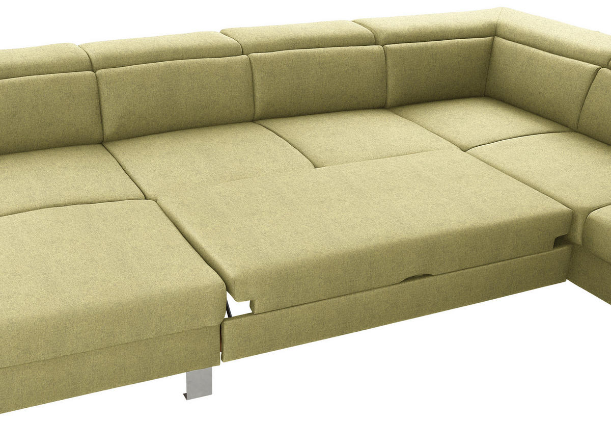 WOHNLANDSCHAFT in Webstoff Grün  - Silberfarben/Grün, Design, Textil/Metall (168/320/226cm) - Xora