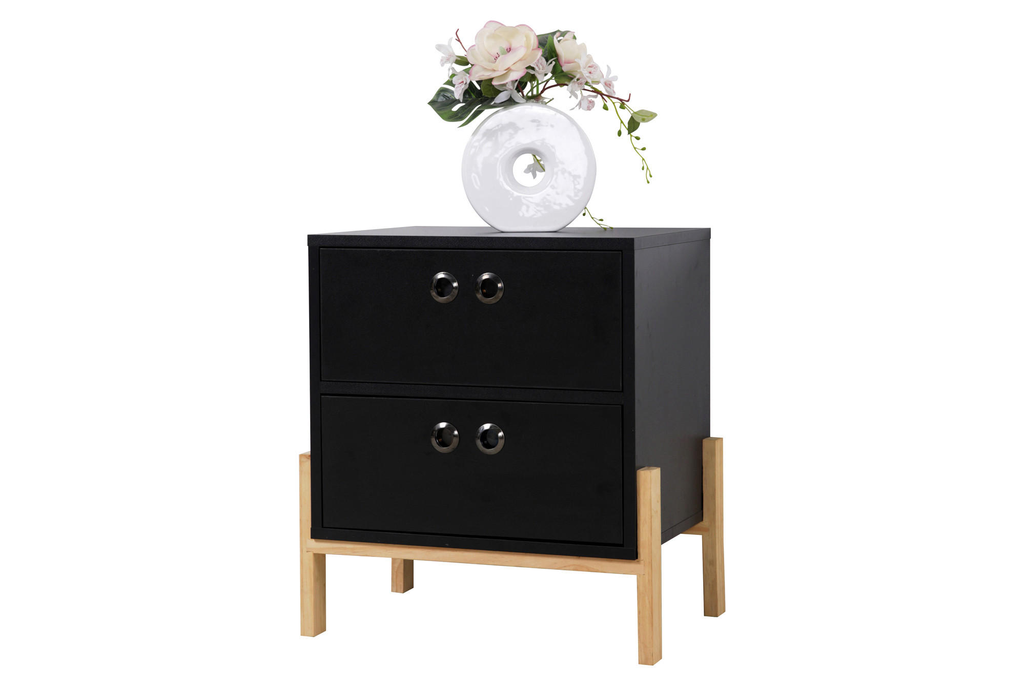 KOMMODE  in 50/55/35 cm  - Schwarz/Naturfarben, Design, Holz/Holzwerkstoff (50/55/35cm) - Livetastic