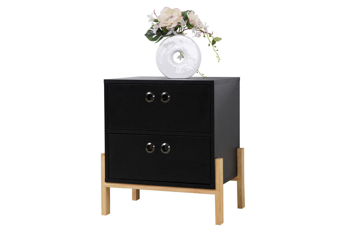 KOMMODE  in 50/55/35 cm  - Schwarz/Naturfarben, Design, Holz/Holzwerkstoff (50/55/35cm) - Livetastic