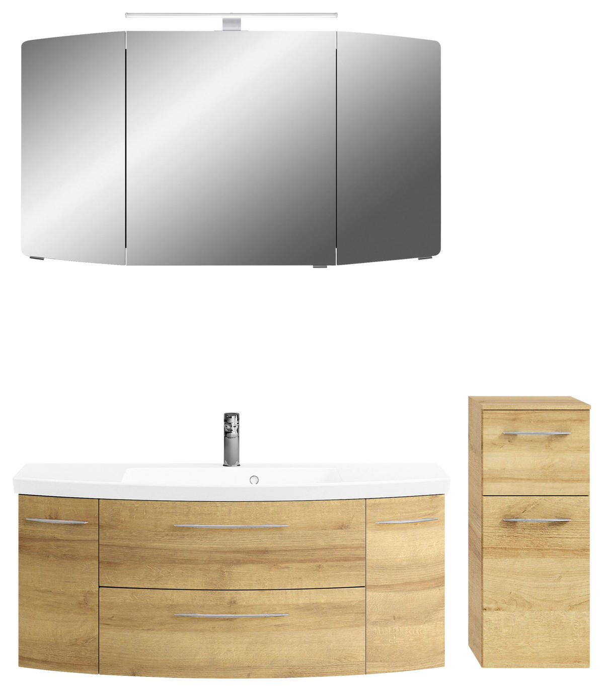 BADEZIMMER 4-teilig  in 151 cm  - Chromfarben/Eichefarben, KONVENTIONELL, Glas/Holzwerkstoff (151cm) - Pelipal