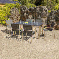DINING-LOUNGESET  - Silberfarben/Grau, Basics, Glas/Holz (160/74/90cm) - Gardenson