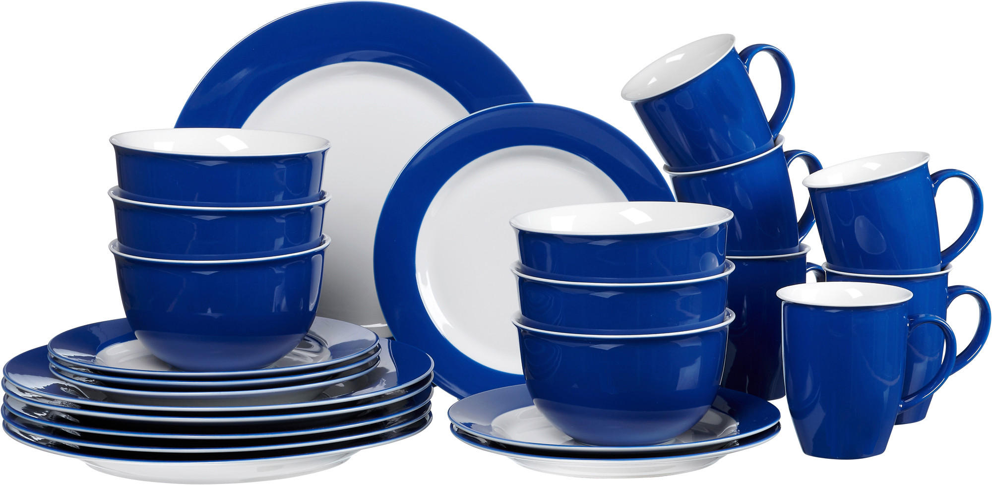 KOMBISERVICE 24-teilig  - Blau, Basics, Keramik (54/36/33cm) - Ritzenhoff Breker