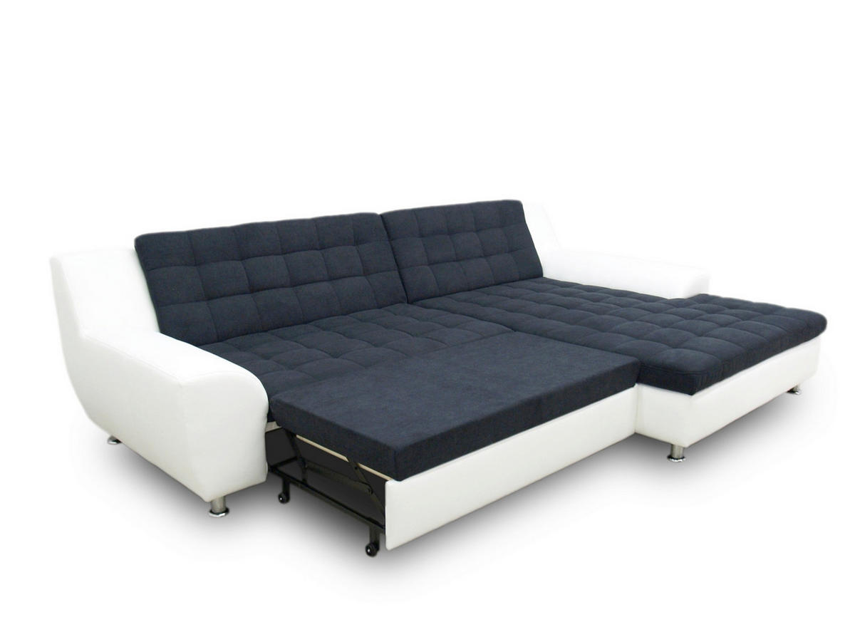 ECKSCHLAFSOFA MORTON Schwarz Mikrofaser  - Chromfarben/Schwarz, MODERN, Textil/Metall (304/200/84cm) - MID.YOU